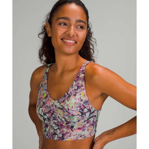 LULULEMON In Alignment Longline Bra Terazzo Glaze Multi, Sz 2 - Picture 1 of 8